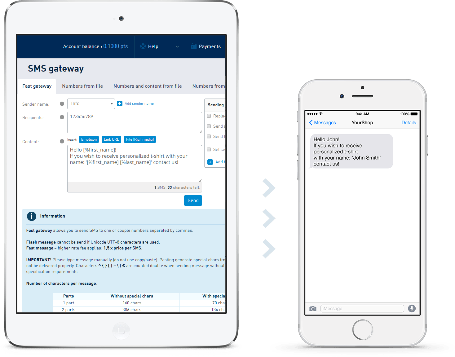 SMSAPI SMS Gateway on mobile devices