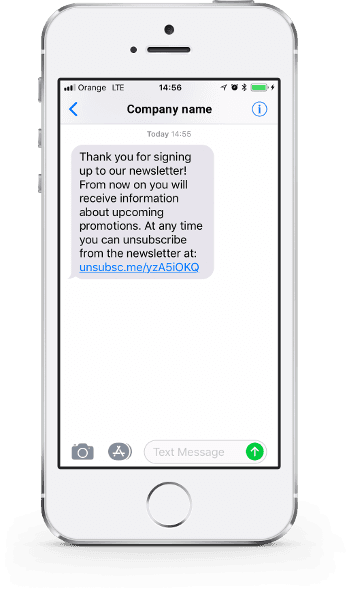 Example of the Opt-Out SMS feature